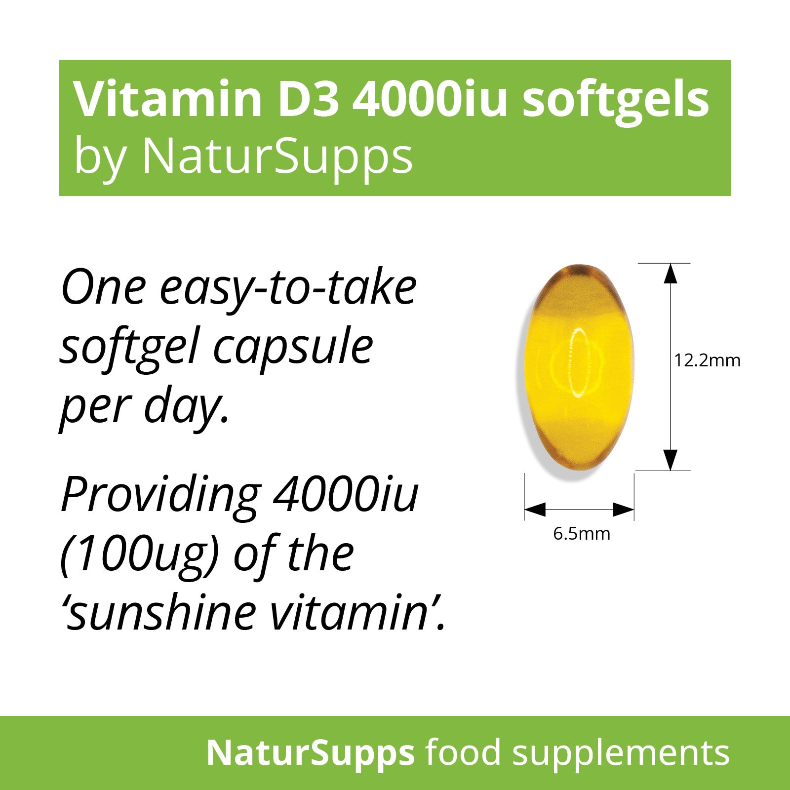 Vitamin D3 4000 iu Cholecalciferol in Olive Oil Capsules - Vitamin D Supplements for Bones & Immune System